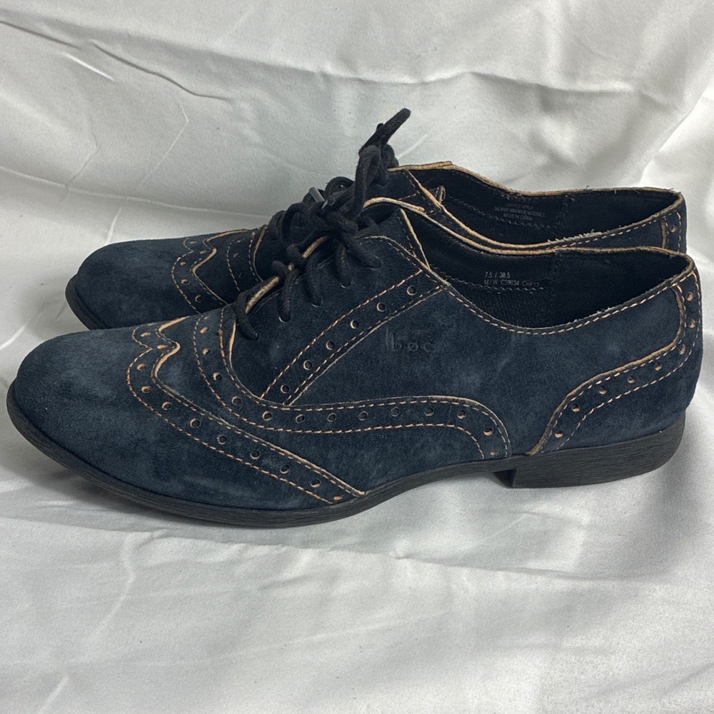 b.o.c. Born Concept Navy Blue Suede Wingtip Oxfords Lace Up Shoes C39034 SZ 7.5 - Picture 4 of 8